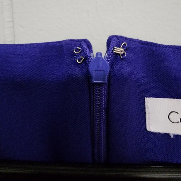 Calvin Klein Beautiful Blue Belted Sleeveless Pleated Dress - Picture 16 of 16